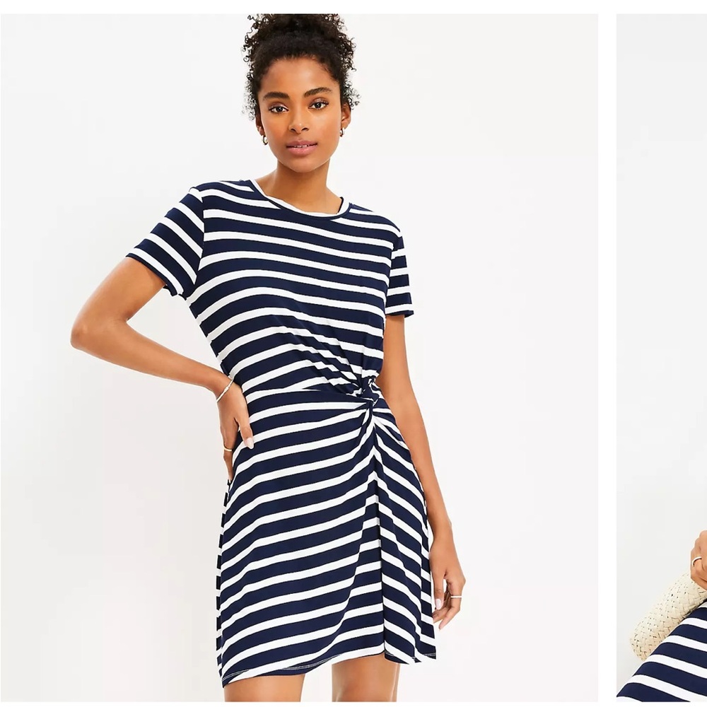 Navy and White Striped Dress